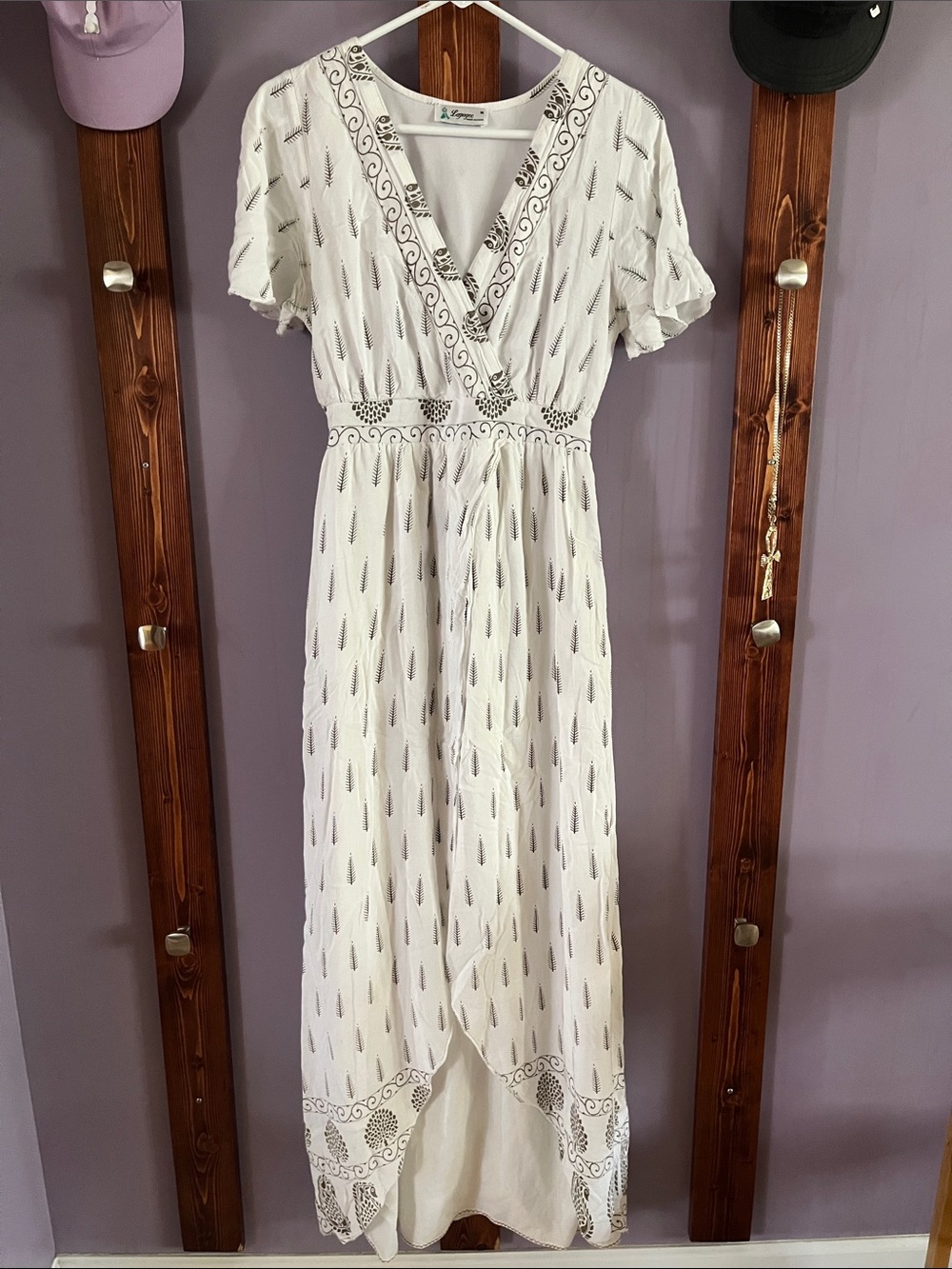 Lapogee White and tan/bronze Maxi Dress